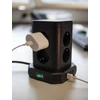 Kép 3/4 - Brennenstuhl 8 védőérintkezős aljzat torony 45°-os elrendezésben (4x USB, 2 méter kábellel, kétpólusú kapcsolóval)