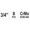 Kép 2/6 - Dugókulcs készlet ütvebehajtóhoz 8 részes 3/4&quot; CrMo YATO, YT-1115