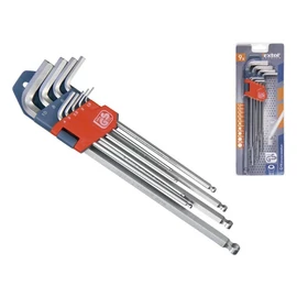 Imbuszkulcs készlet 9db, extra hosszú; gömbfej, 9db 1,5-10mm, CV., 95-237mm, Extol Premium, 8819312