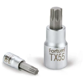 Dugófej - Bitdugófej TORX, 1/2&quot; 61CrV5/S2, mattkróm, TX55, FORTUM, 4700727