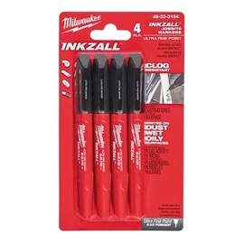 MILWAUKEE INKZALL  vékony hegyű jelölő filc - fekete, 4 db  (48223154)
