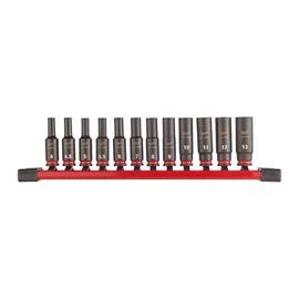 MILWAUKEE 1/4&quot; Shockwave Impact Duty dugókulcskészlet - gépi, 6 lapú hosszú, 12 részes (4-13)