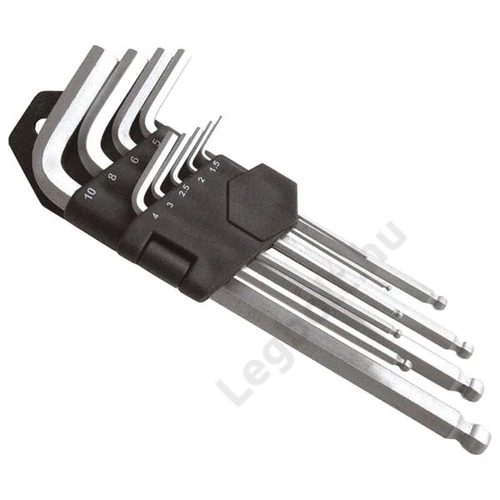 Imbuszkulcs készlet 9db, gömbfej, 9db 1,5-10mm, CV., 95-237mm, Extol Premium, 6609