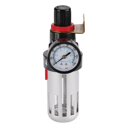 Levegőszűrő nyomásszabályozóval és manométerrel, max. 8 Bar, 1/4", max. 60°C, 90ml; Extol Premium, 8865104