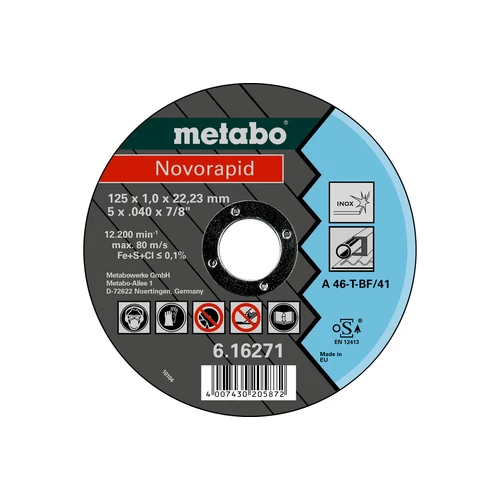 METABO - Novorapid 125x1,0x22,2mm Inox Vágótárcsa - 616271000