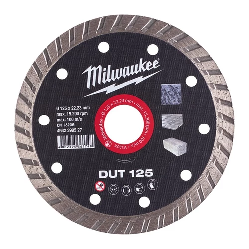 MILWAUKEE Gyémánt vágótárcsa DUT 125x22,2mm