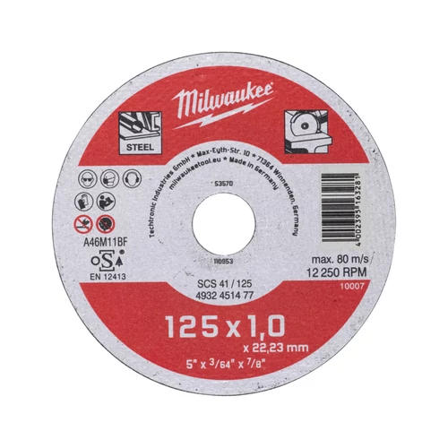 MILWAUKEE Vágókorong fémhez 125x1mm