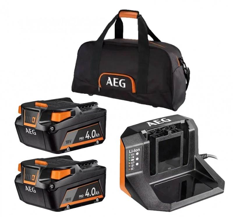 AEG SETLL1840SLK1 18V,  2 db 4Ah akkumulátor + Töltő, táskában (4935479809)