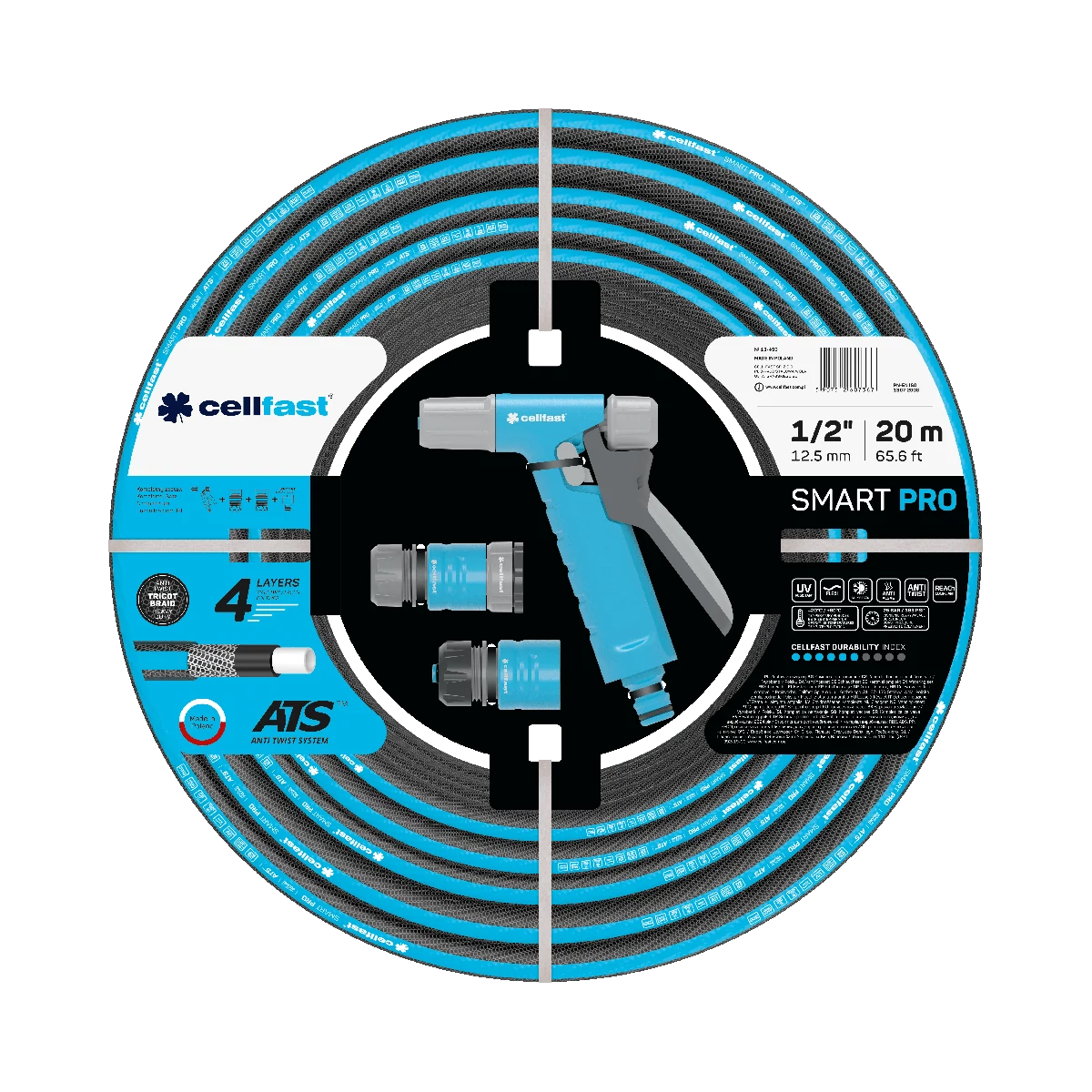 CELLFAST Locsolótömlő 4 rétegű SMART PRO ATS SET 1/2