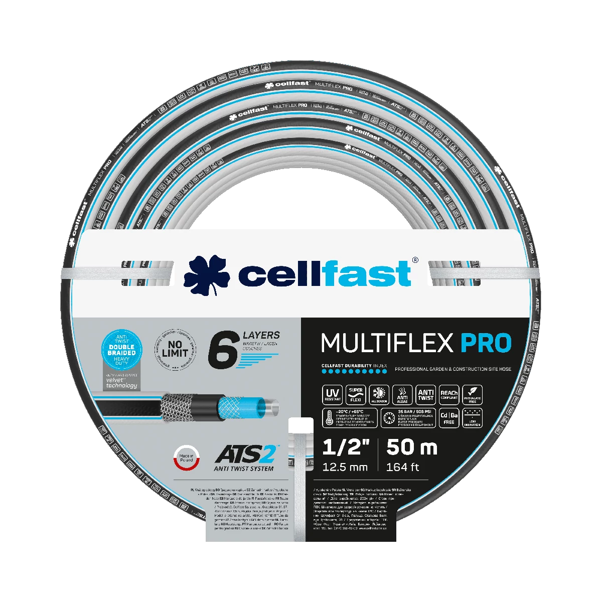 CELLFAST Locsolótömlő 6 rétegű MULTIFLEX ATSV 1/2