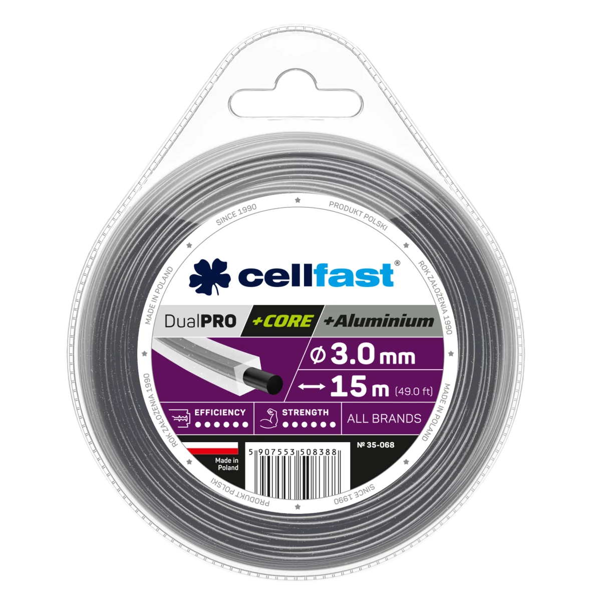 CELLFAST Damil szögletes DUAL PRO 3,0 mm 15 m
