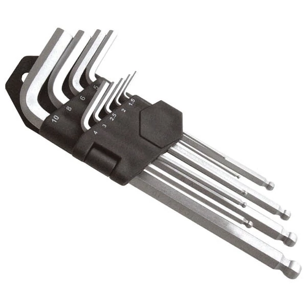 Imbuszkulcs készlet 9db, gömbfej, 9db 1,5-10mm, CV., 95-237mm, Extol Premium, 6609