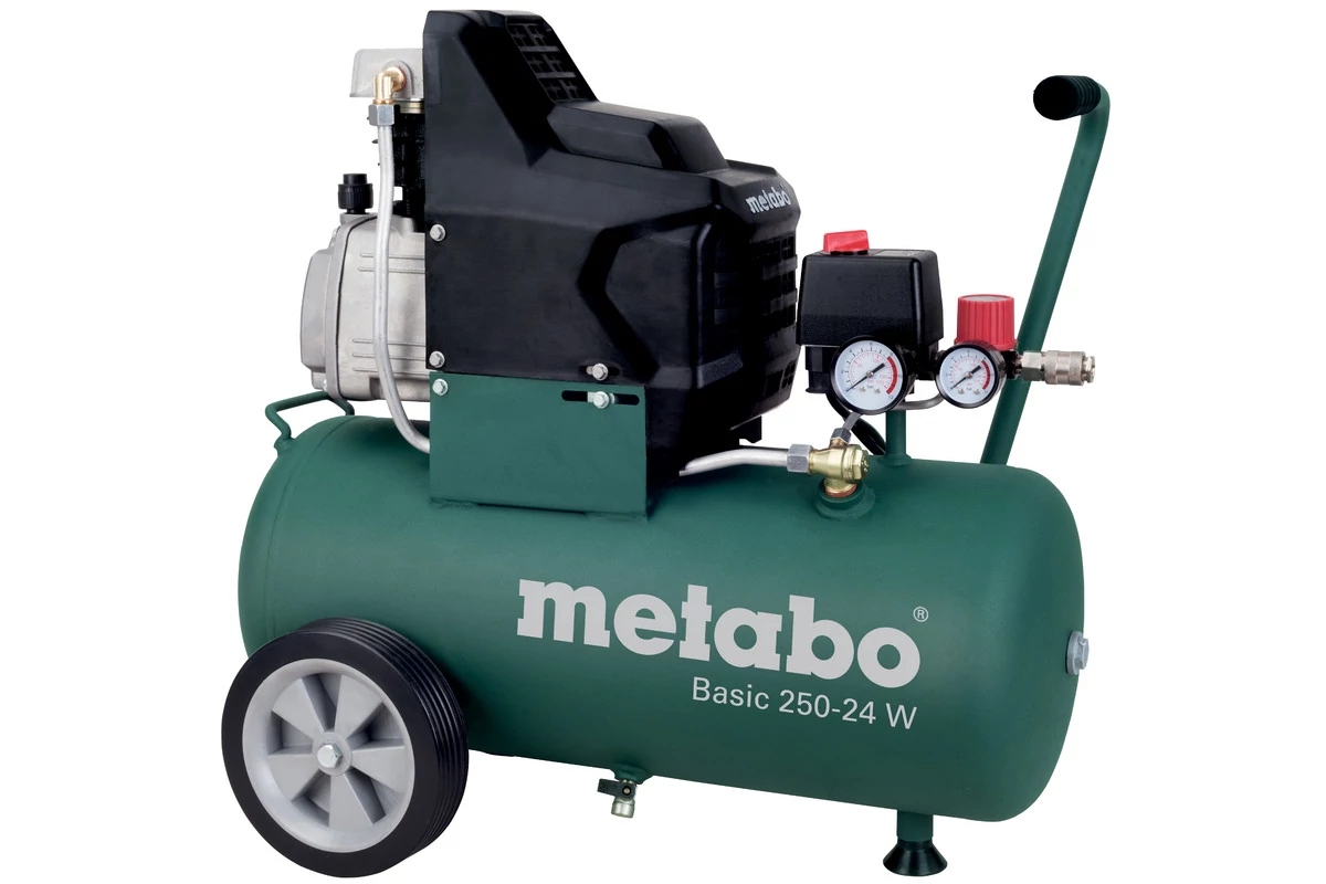 METABO Basic 250-24W  olajkenéses kompresszor - 1,5 kW, direkthajtás, 24 literes tartály, 1 fázis
