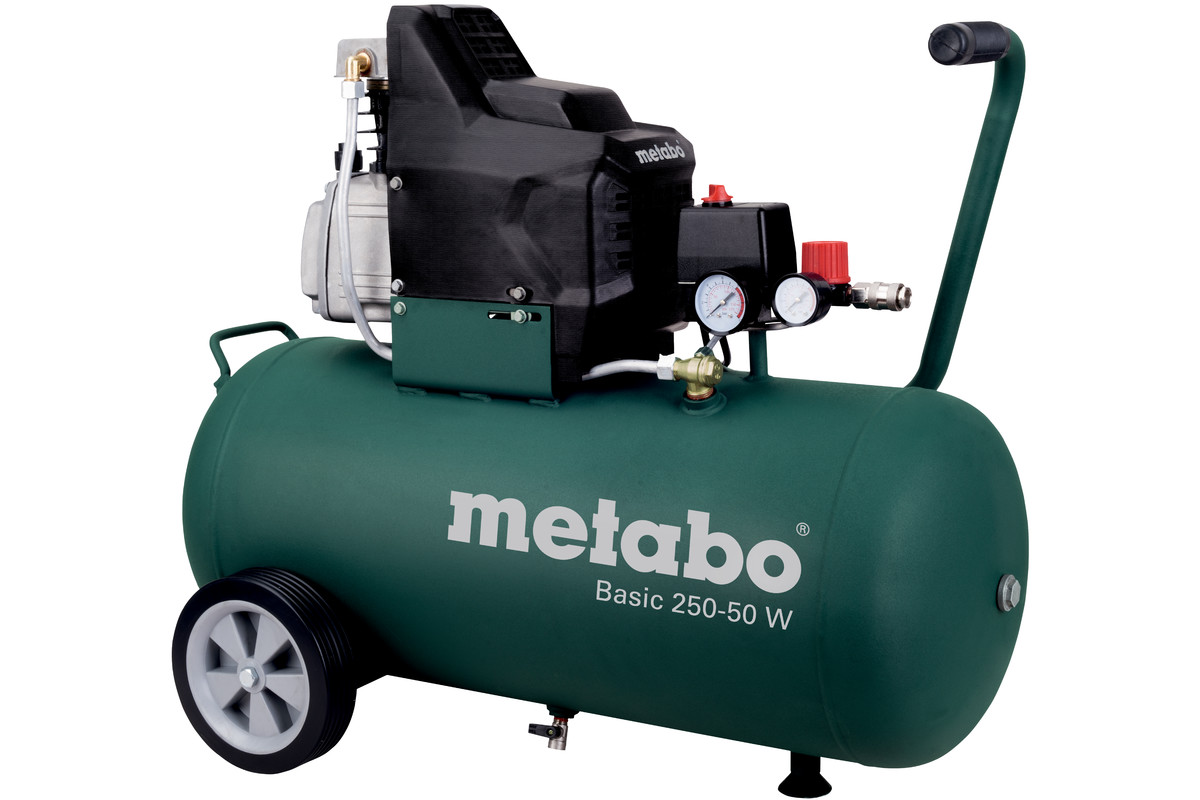 METABO Basic 250-50W  olajkenéses kompresszor - 1,5 kW, direkthajtás, 50 literes tartály, 1 fázis