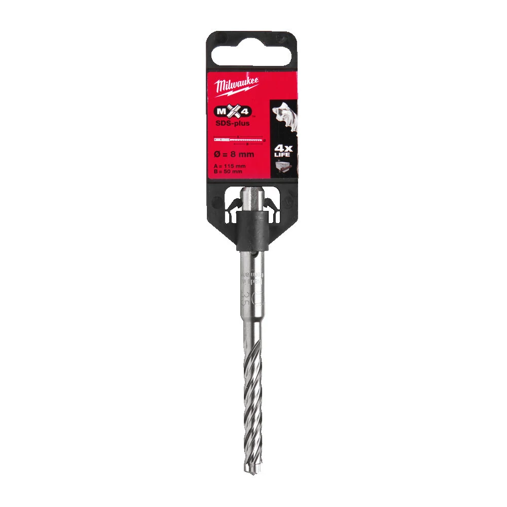 MILWAUKEE SDS-PLUS MX4 - 4 élű fúrószár 8 x 50/110 mm