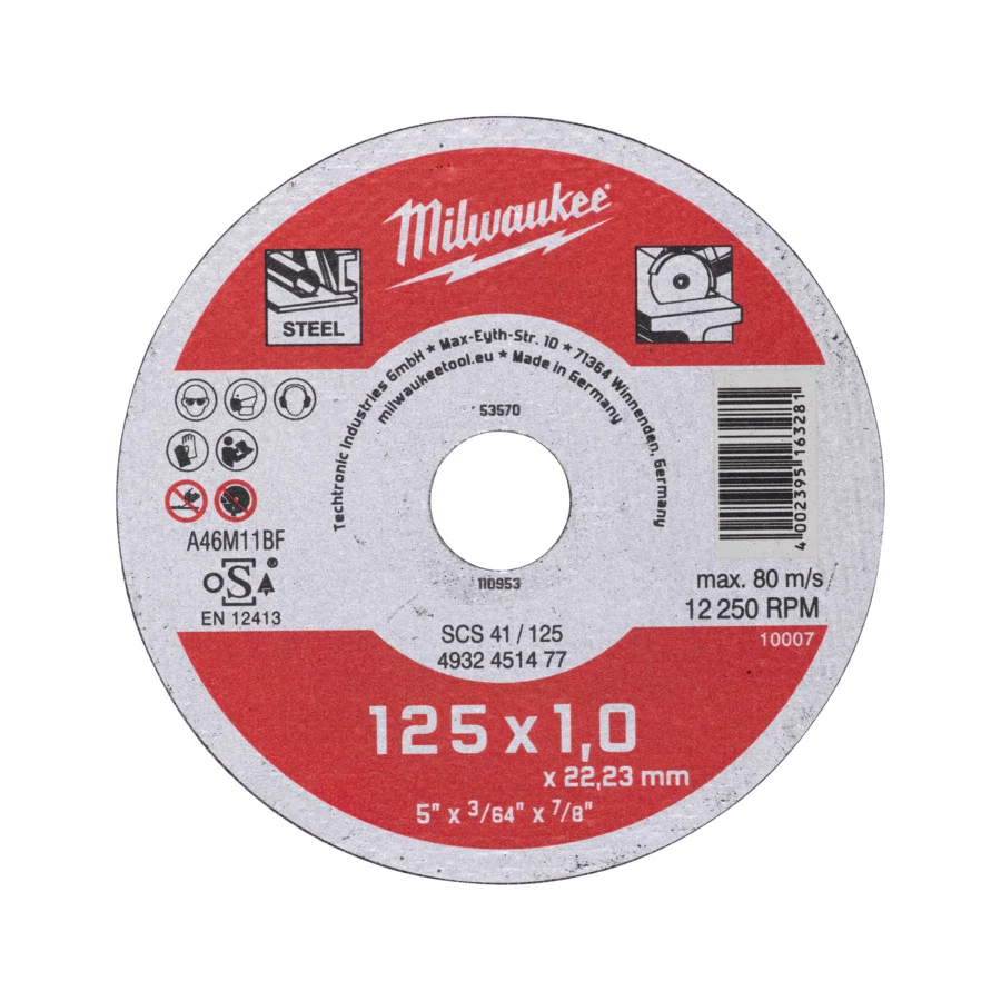 MILWAUKEE Vágókorong fémhez 125x1mm