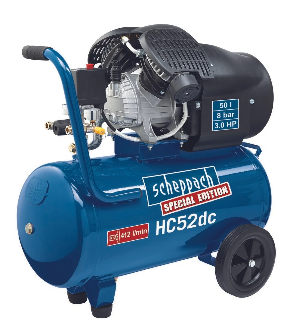 Scheppach HC 52 DC  olajkenéses kompresszor - 2,2 kW, direkthajtás, 50 literes tartály, 1 fázis