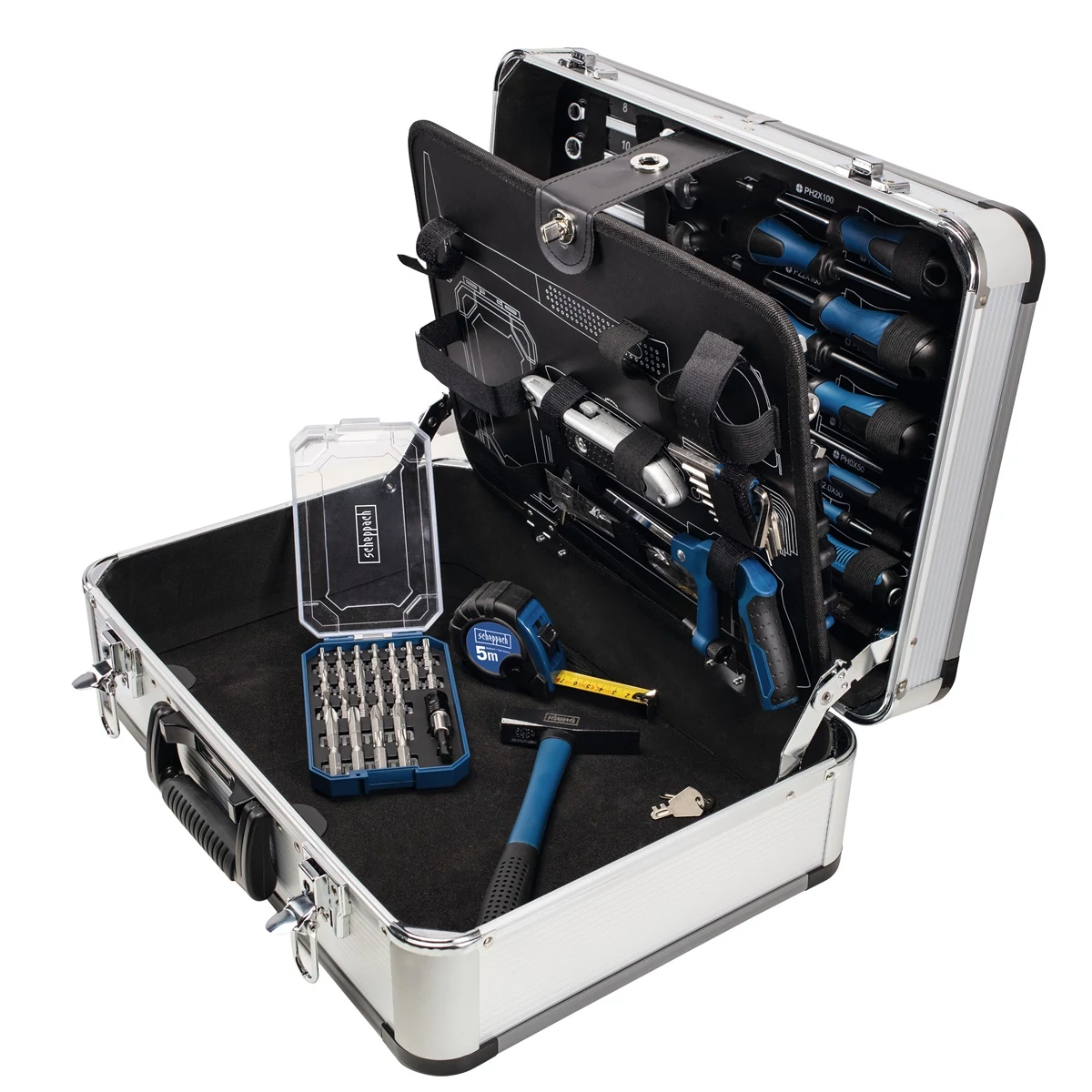 SCHEPPACH TB 150 - Aluminium szerszámos koffer, 101 darabos