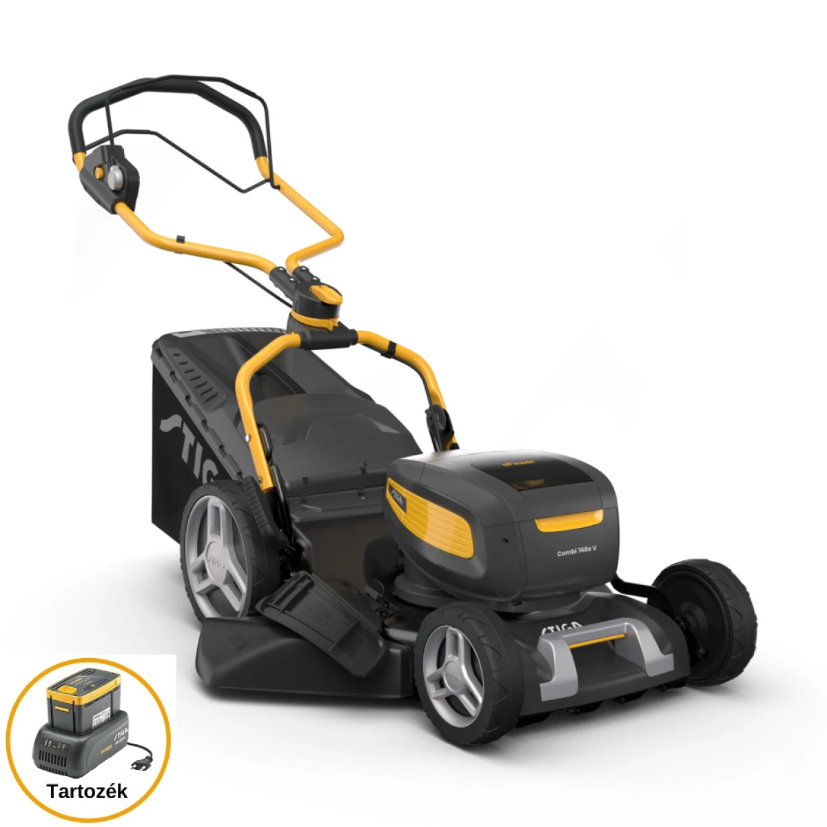 STIGA akkumulátoros fűnyíró COMBI 748e V kit - akkuval és töltővel